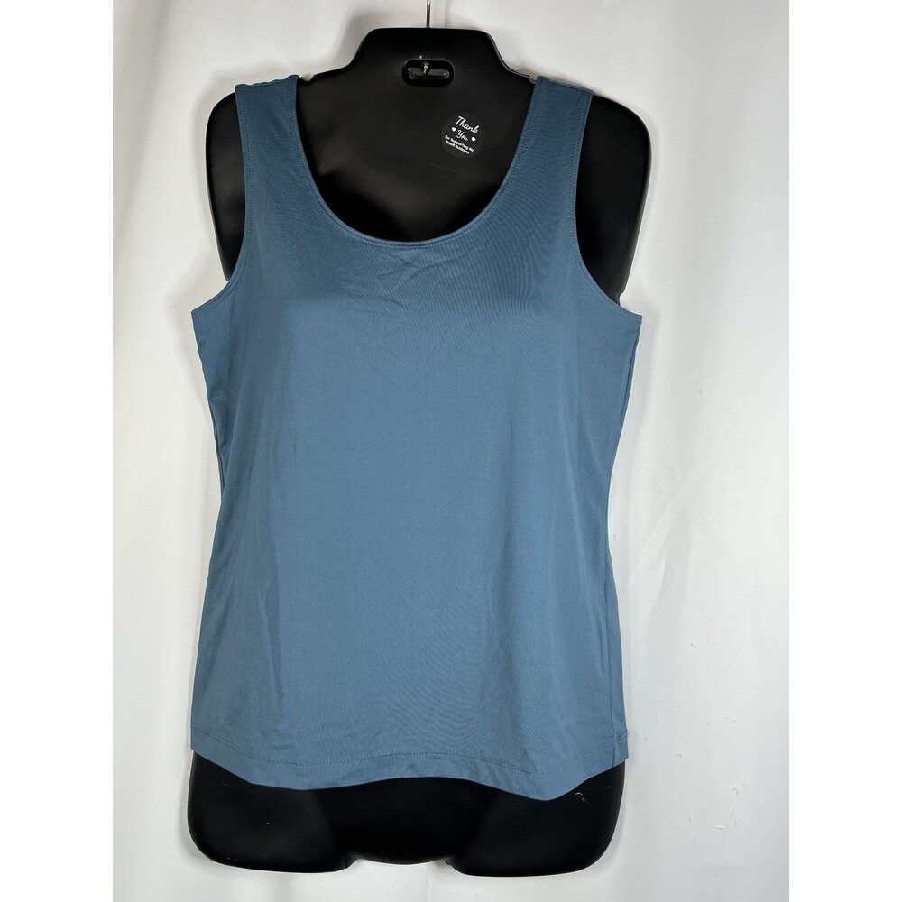 Chico's Tank Top Womens 1 Blue Scoop Neck Sleeveless Stretch Jersey Knit Basic
